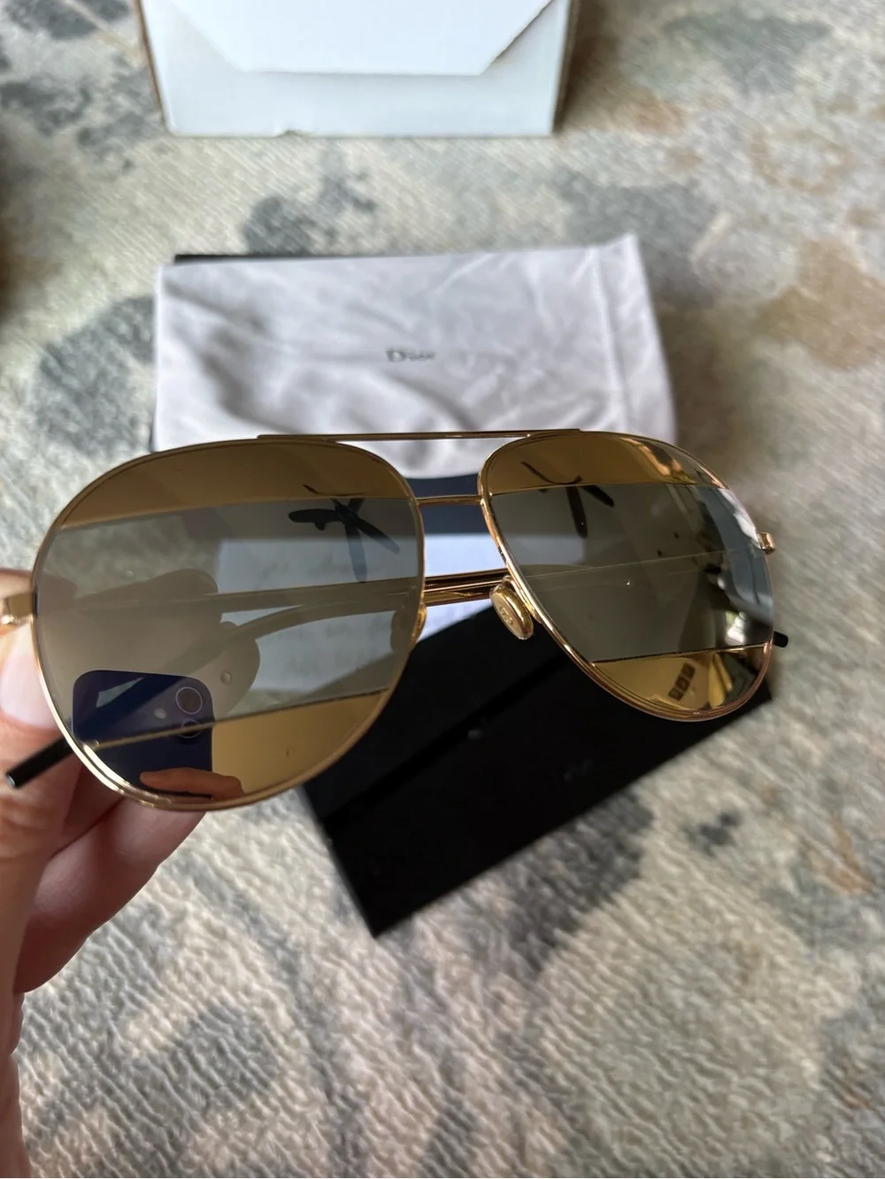 Dior Men’s Gold Frame Aviator Sunglasses with Brown/Gold Lenses
